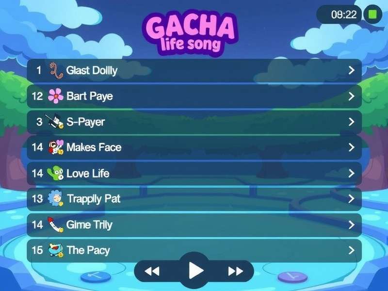 A screenshot of a Gacha Life studio setup with a music player app visible on the side
