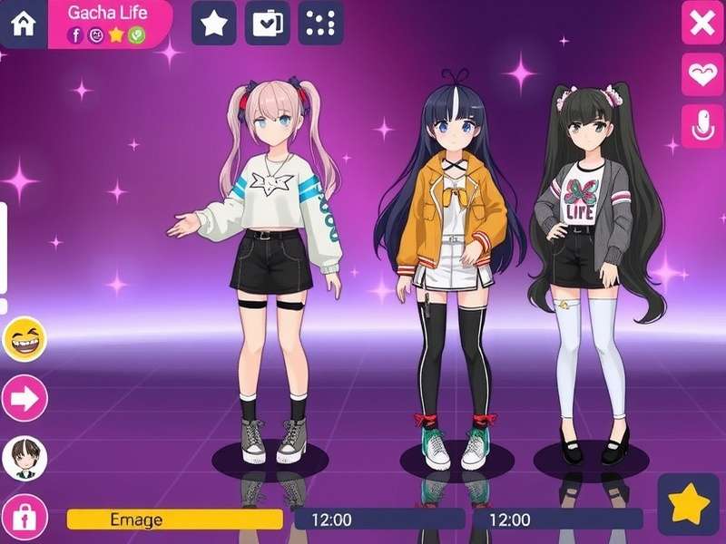 Example of a Gacha Life emo outfit for girls featuring black and purple elements