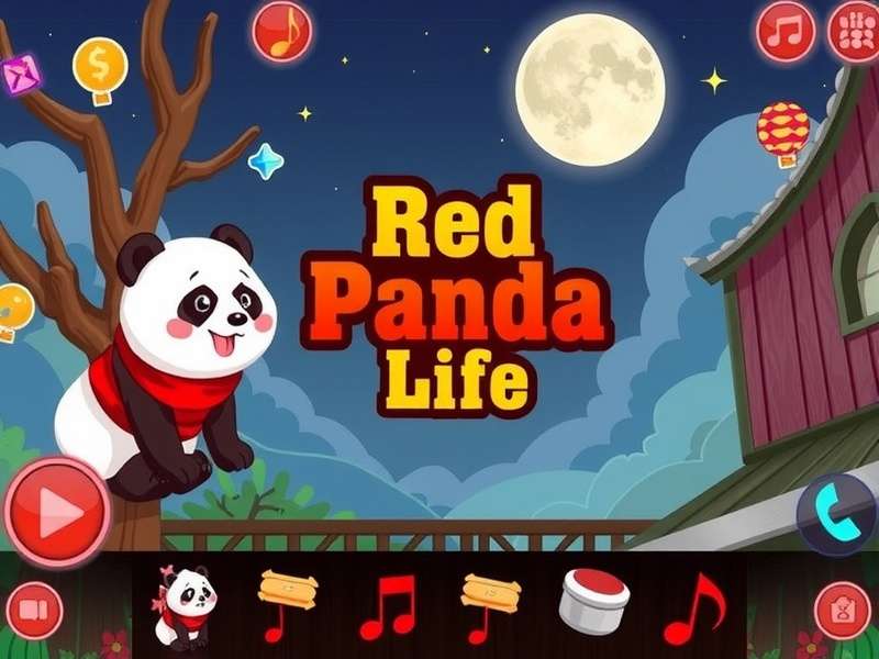 Artistic depiction of a red panda character in Gacha Life style with music notes
